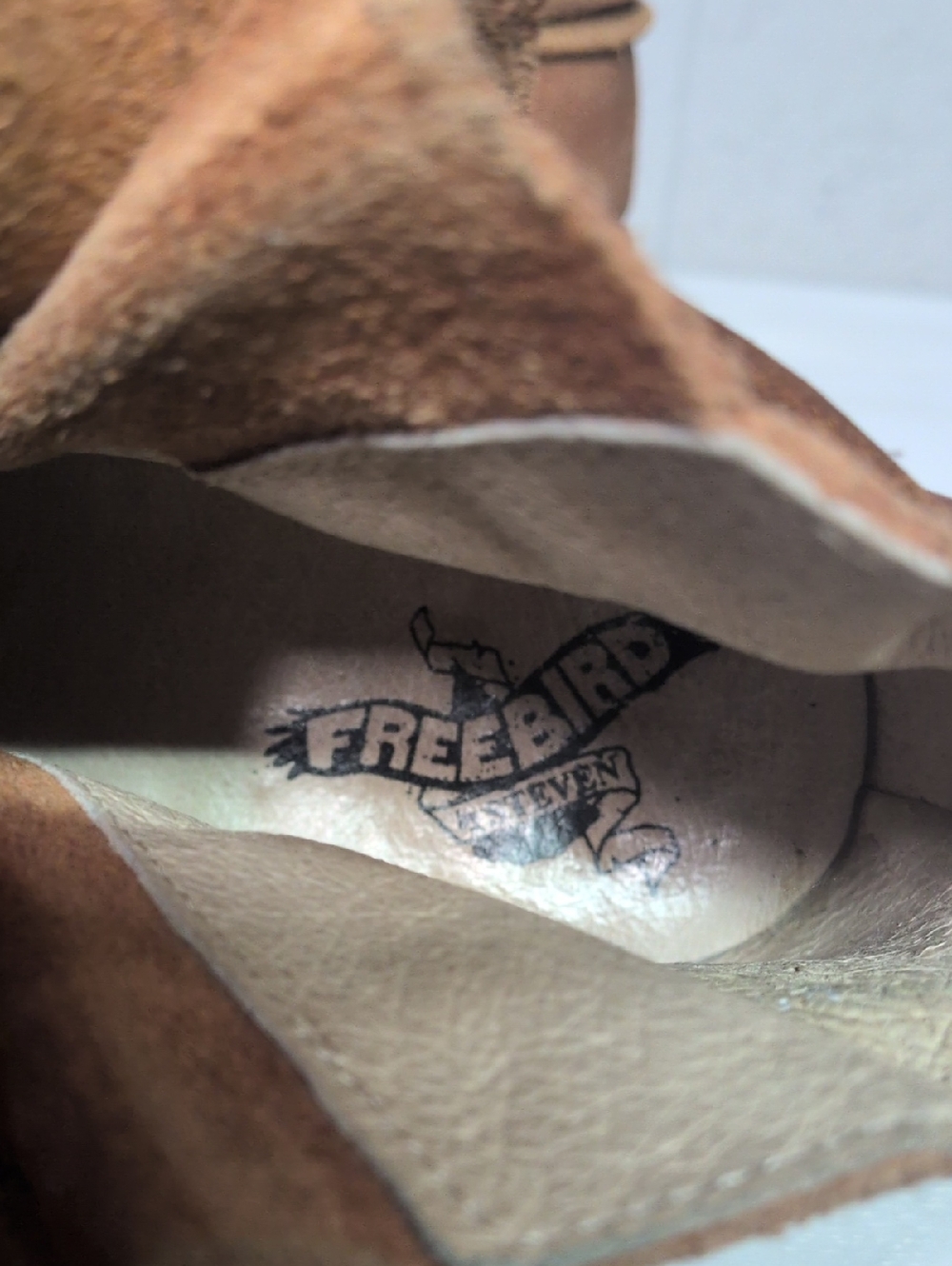 Freebird By Steven Casey Lace Tie Leather Ankle Brown Cognac Bootie, Size 10 - Picture 9 of 15